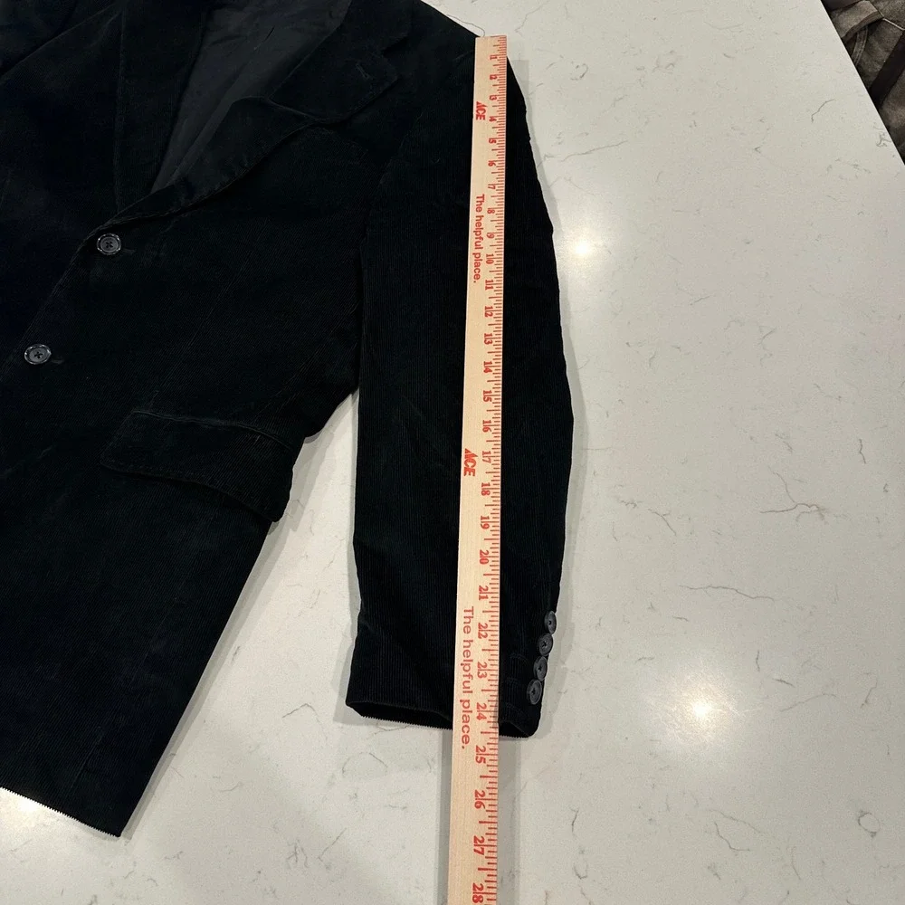 Express Design Studio Mens Black Corduroy Blazer 2 Button Sport Coat 38R